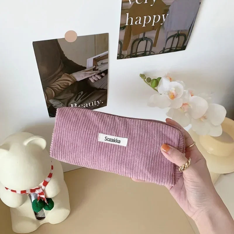 Trousse de Toilette en Velours Côtelé