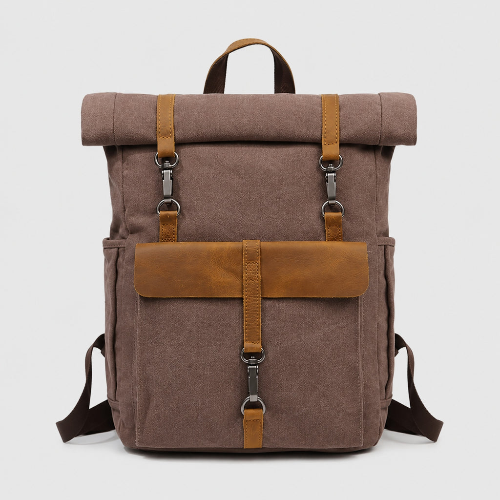 Sac à Dos Vintage en Toile et Cuir