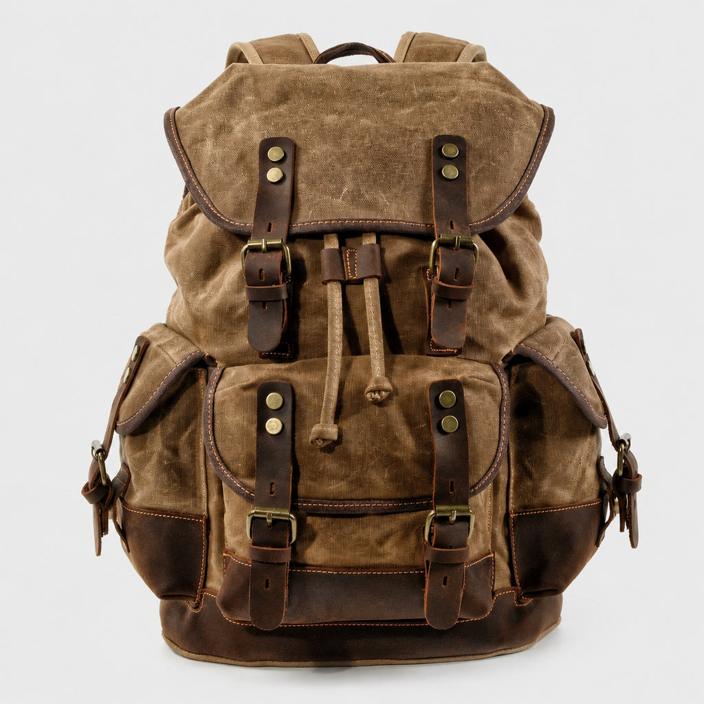 Sac à Dos Vintage en Toile cirée et Cuir