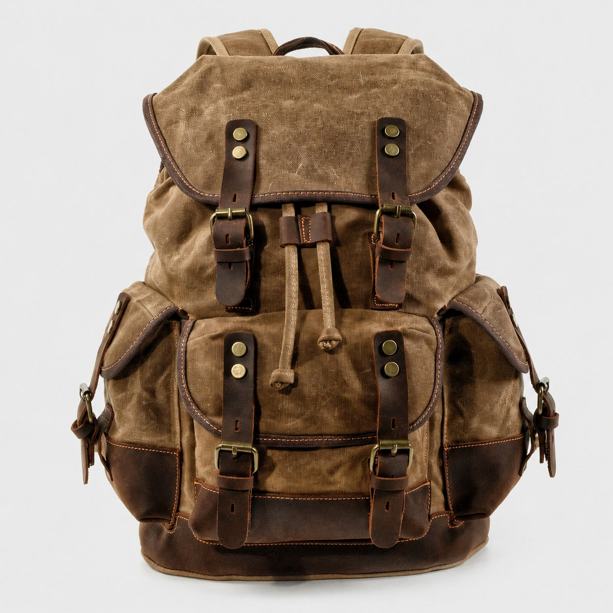 Sac à Dos Vintage en Toile cirée et Cuir