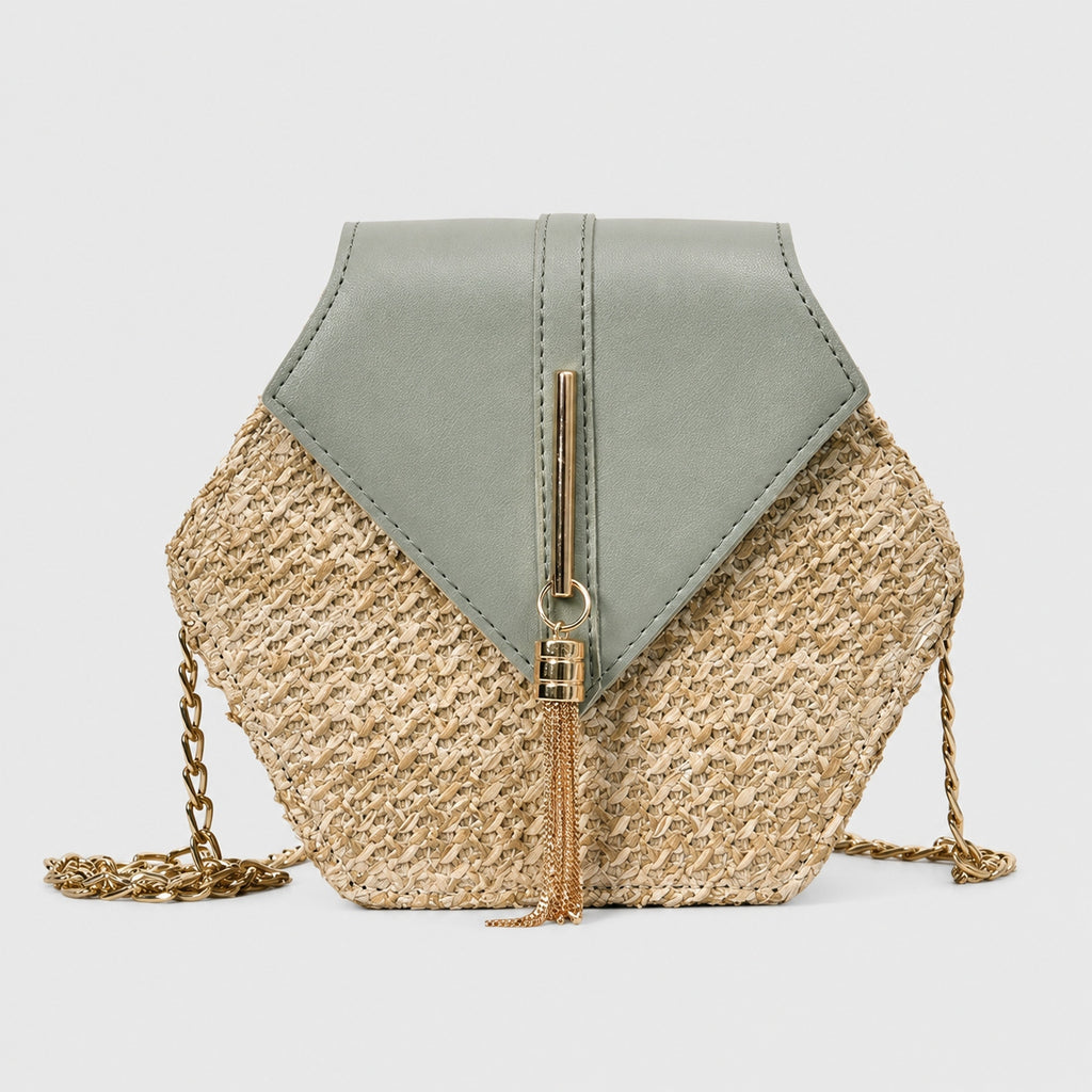 Sac à Bandoulière Hexagonale en Paille