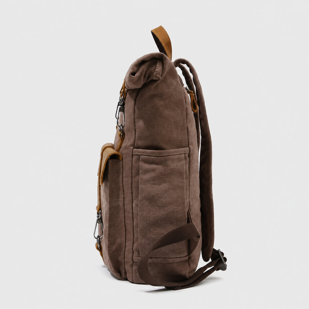 Sac à Dos Vintage en Toile et Cuir