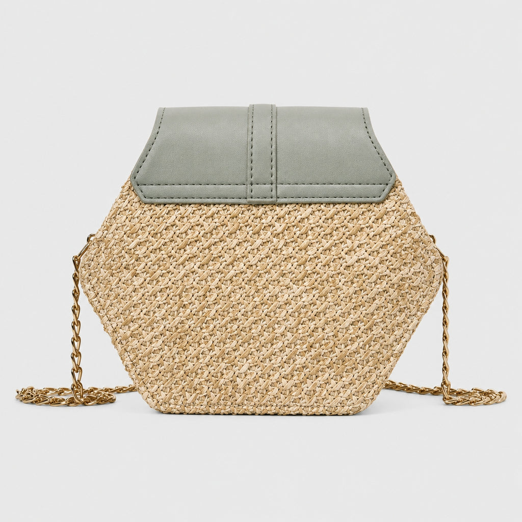 Sac à Bandoulière Hexagonale en Paille