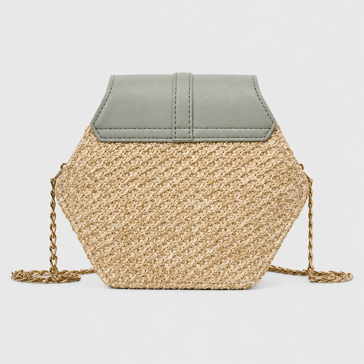 Sac à Bandoulière Hexagonale en Paille