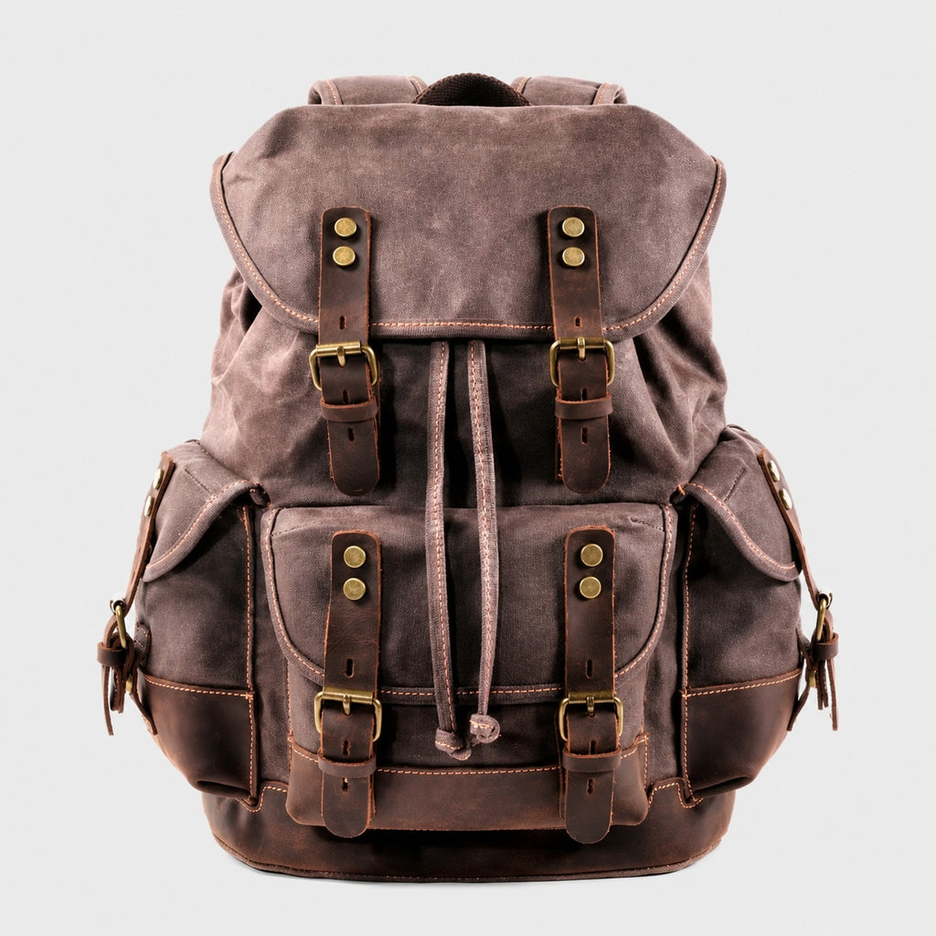 Sac à Dos Vintage en Toile cirée et Cuir