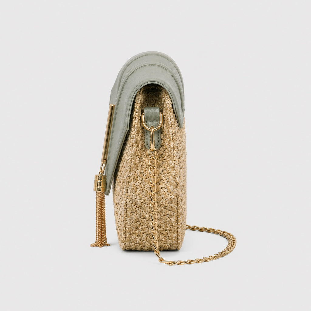 Sac à Bandoulière Hexagonale en Paille