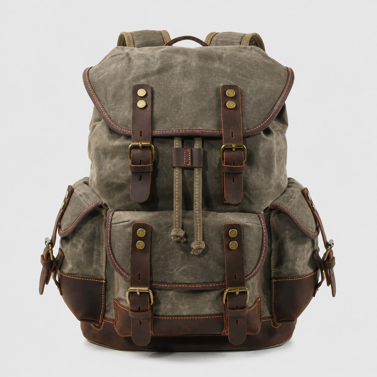 Sac à Dos Vintage en Toile cirée et Cuir