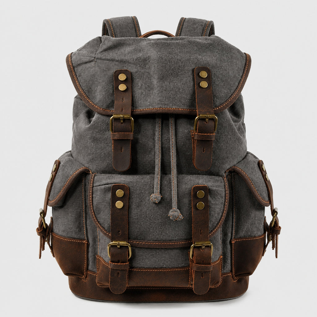 Sac à Dos Vintage en Toile cirée et Cuir