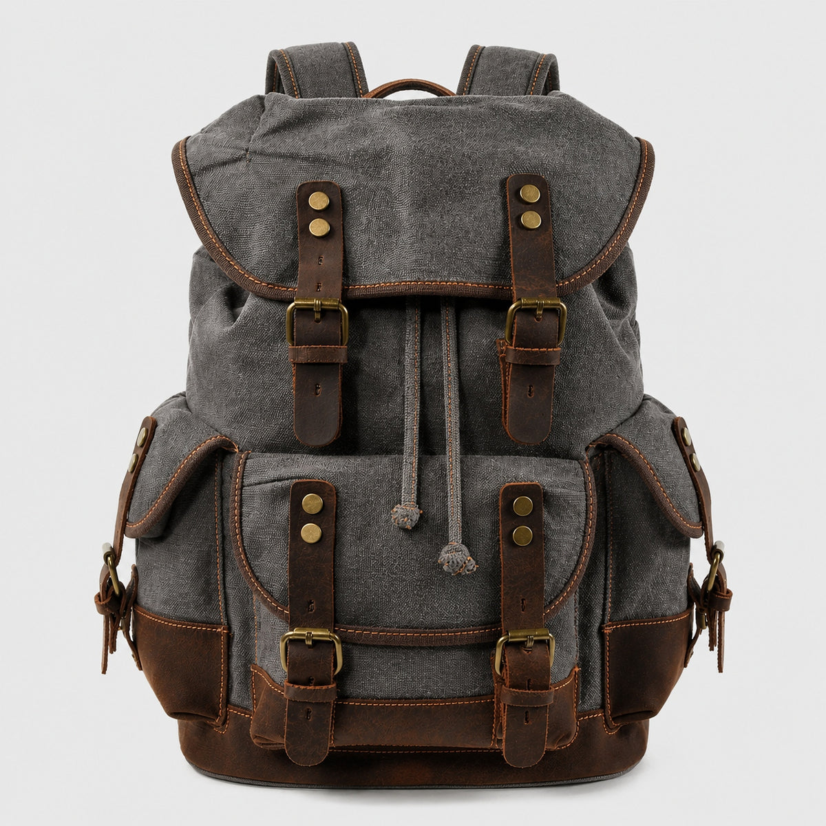 Sac à Dos Vintage en Toile cirée et Cuir