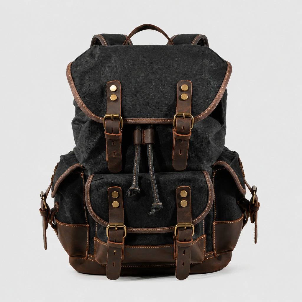 Sac à Dos Vintage en Toile cirée et Cuir