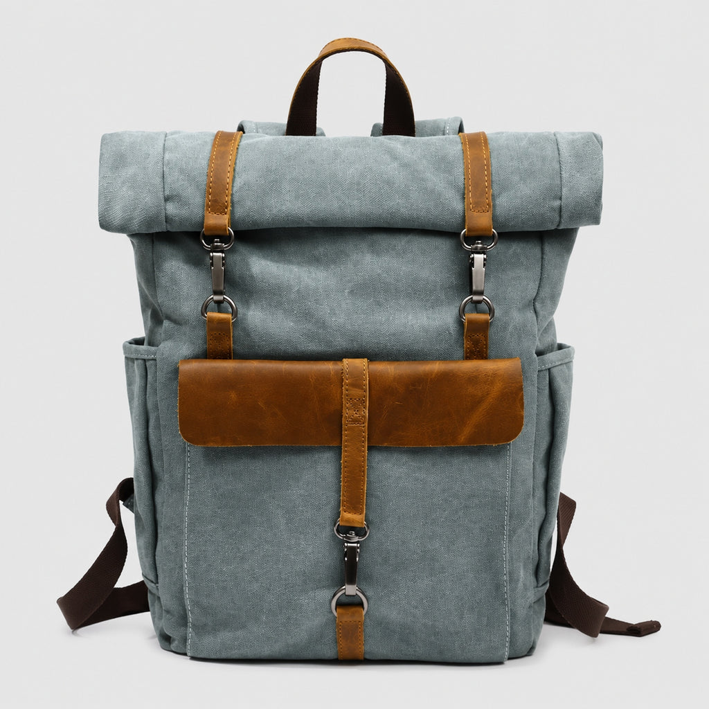 Sac à Dos Vintage en Toile et Cuir