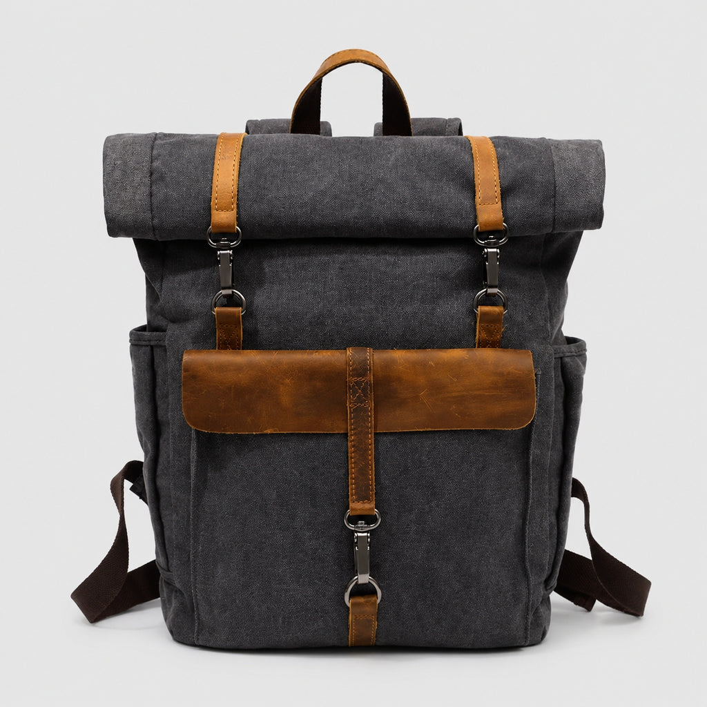 Sac à Dos Vintage en Toile et Cuir