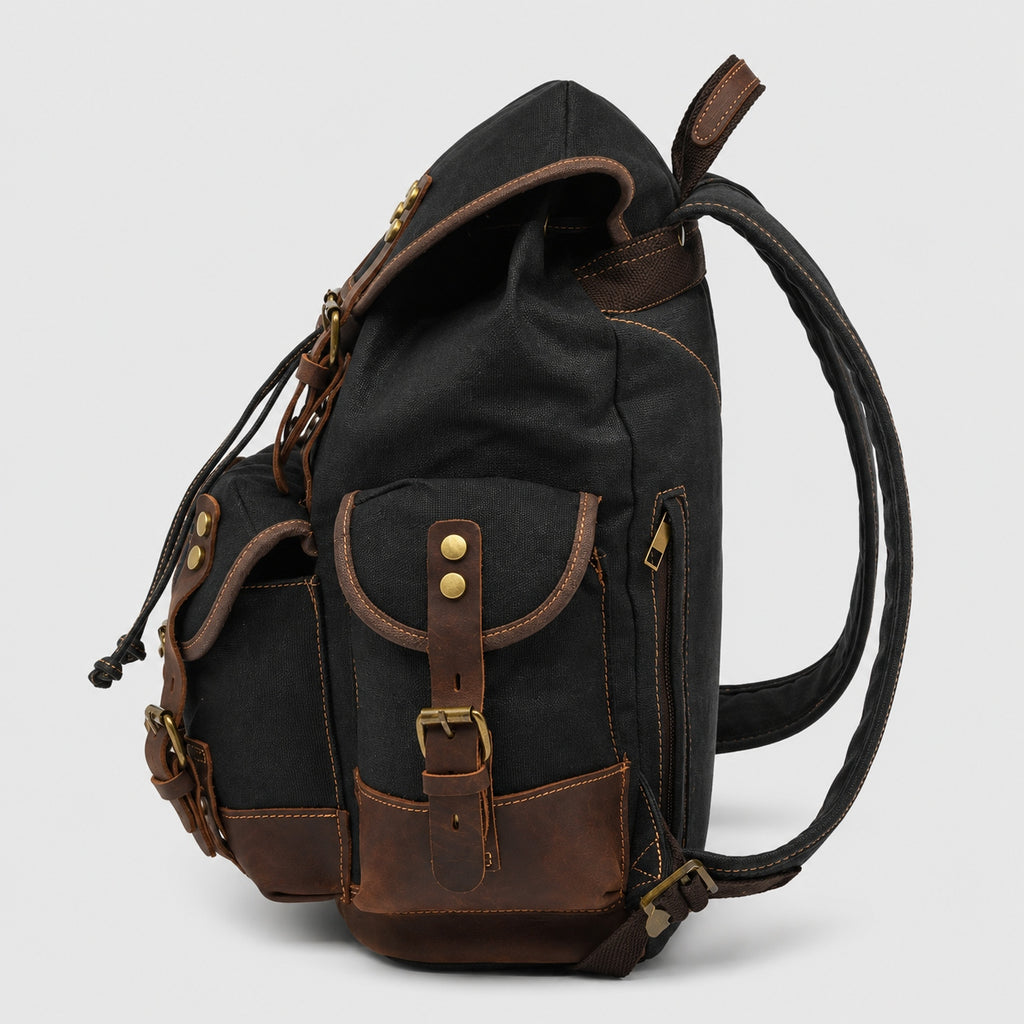 Sac à Dos Vintage en Toile cirée et Cuir