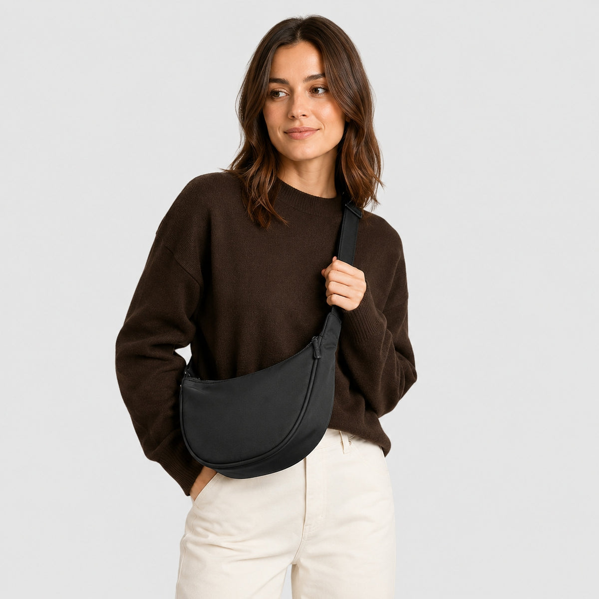 Sac à Main Demi-Lune en Tissu