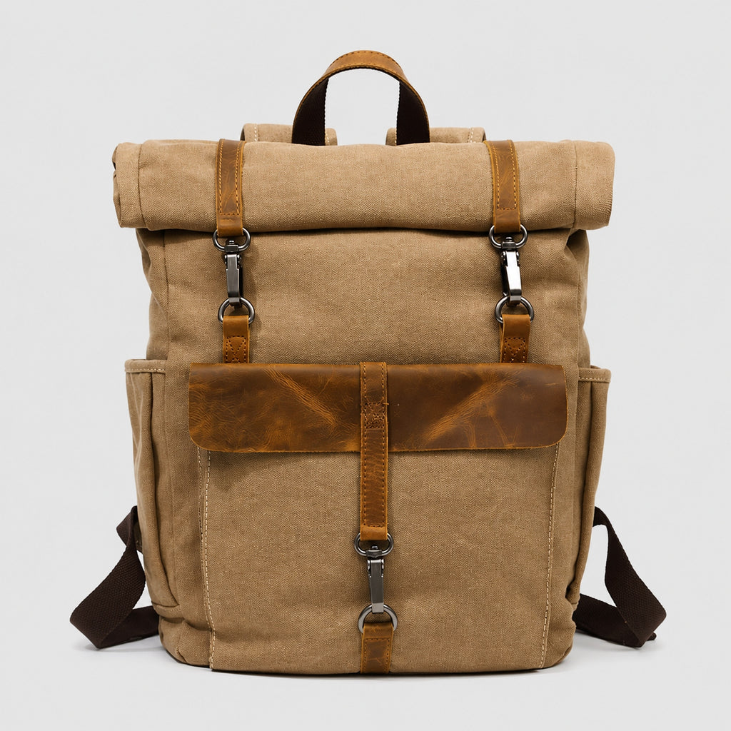 Sac à Dos Vintage en Toile et Cuir