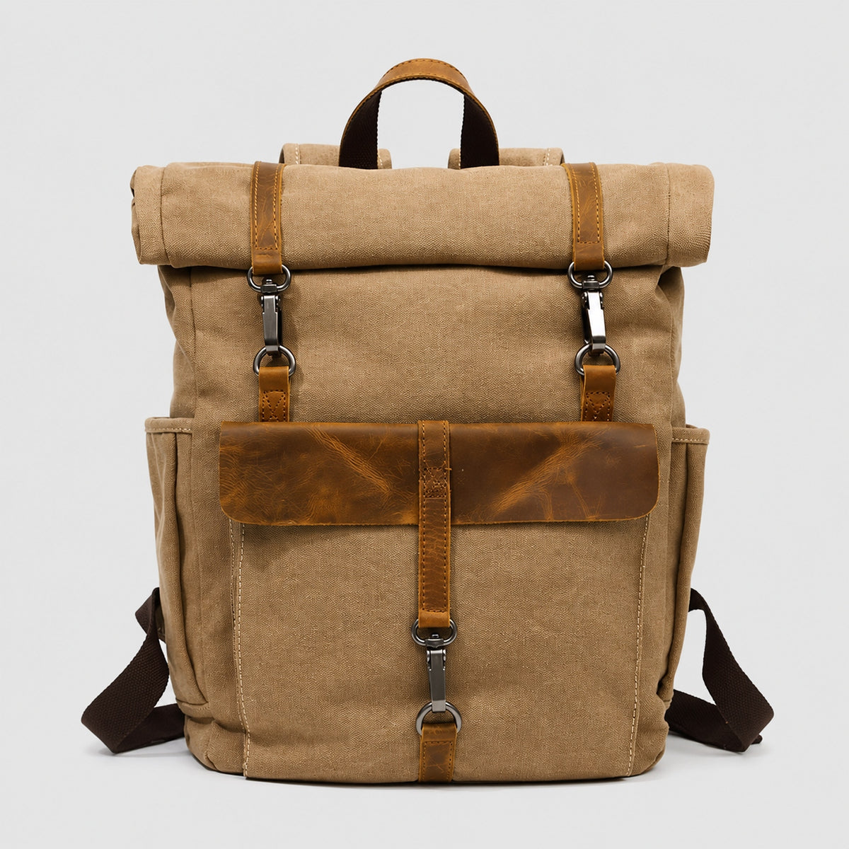 Sac à Dos Vintage en Toile et Cuir