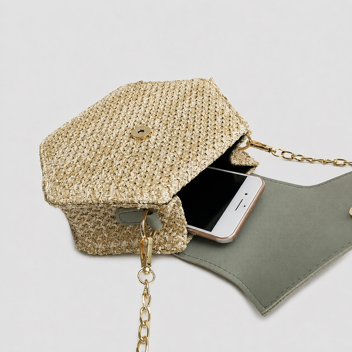 Sac à Bandoulière Hexagonale en Paille