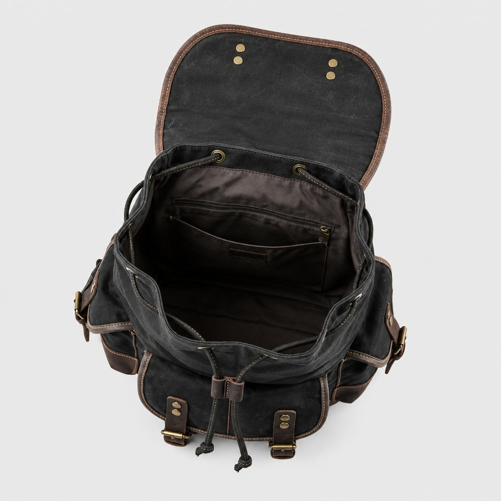 Sac à Dos Vintage en Toile cirée et Cuir