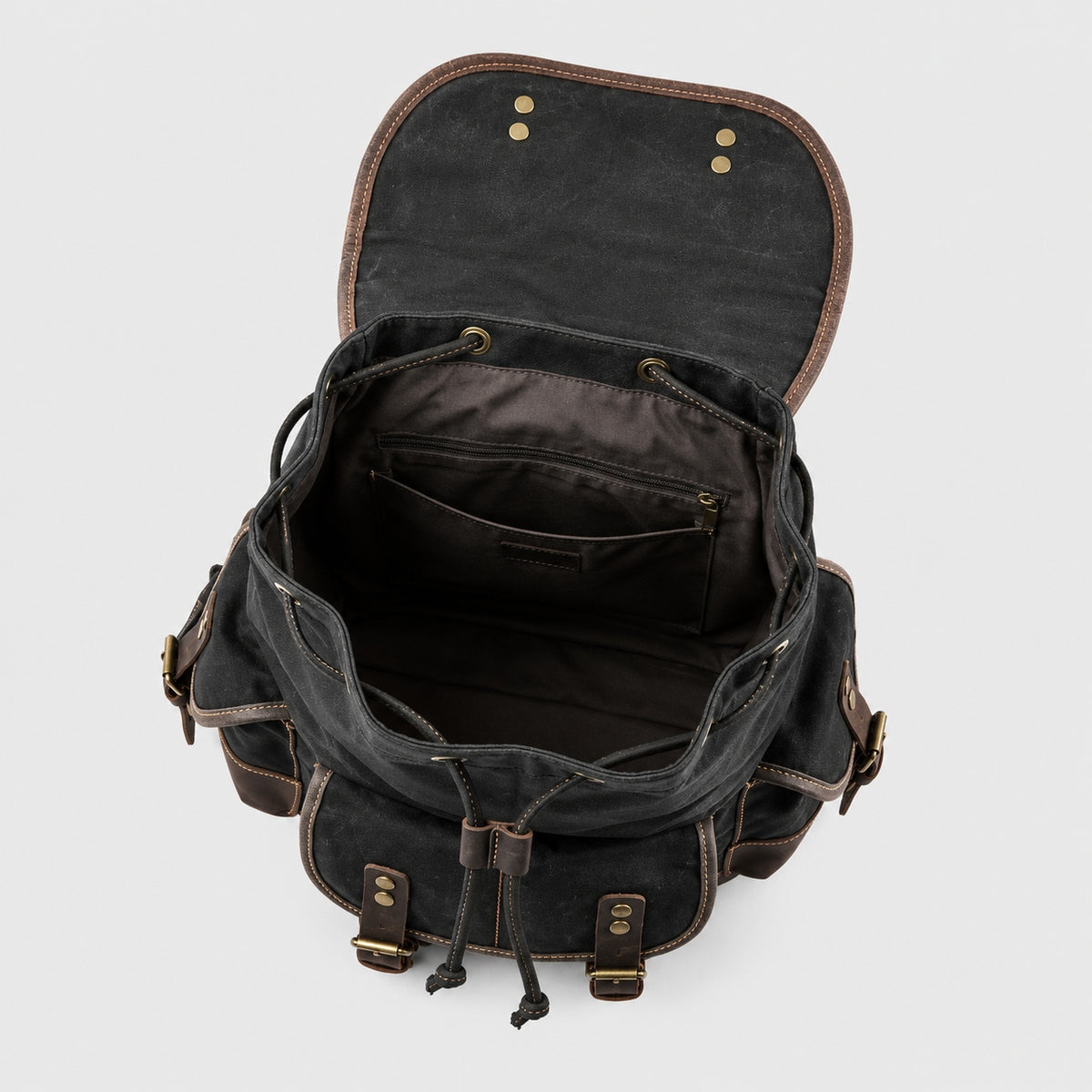 Sac à Dos Vintage en Toile cirée et Cuir