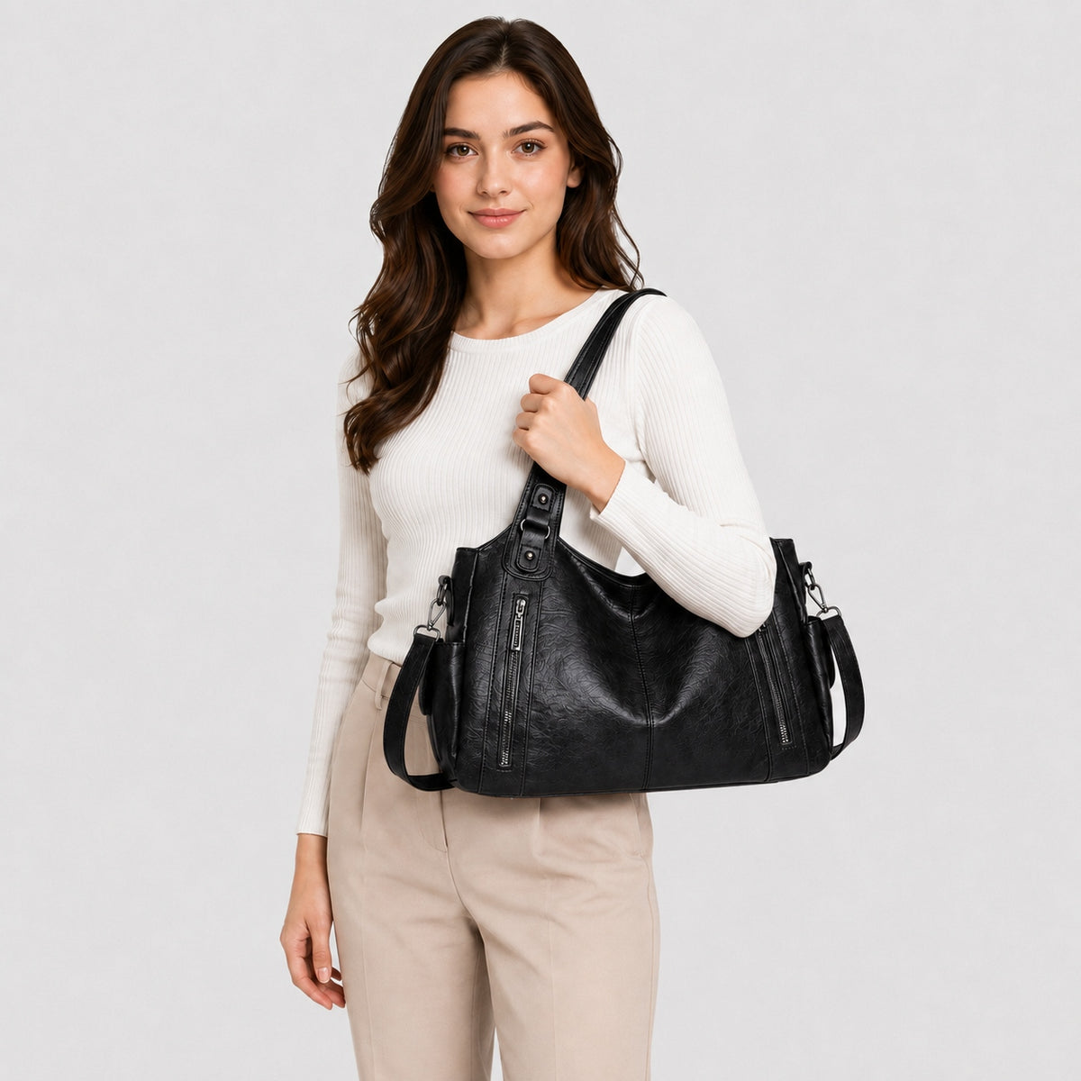 Sac à Main de Cours Spacieux à Zip