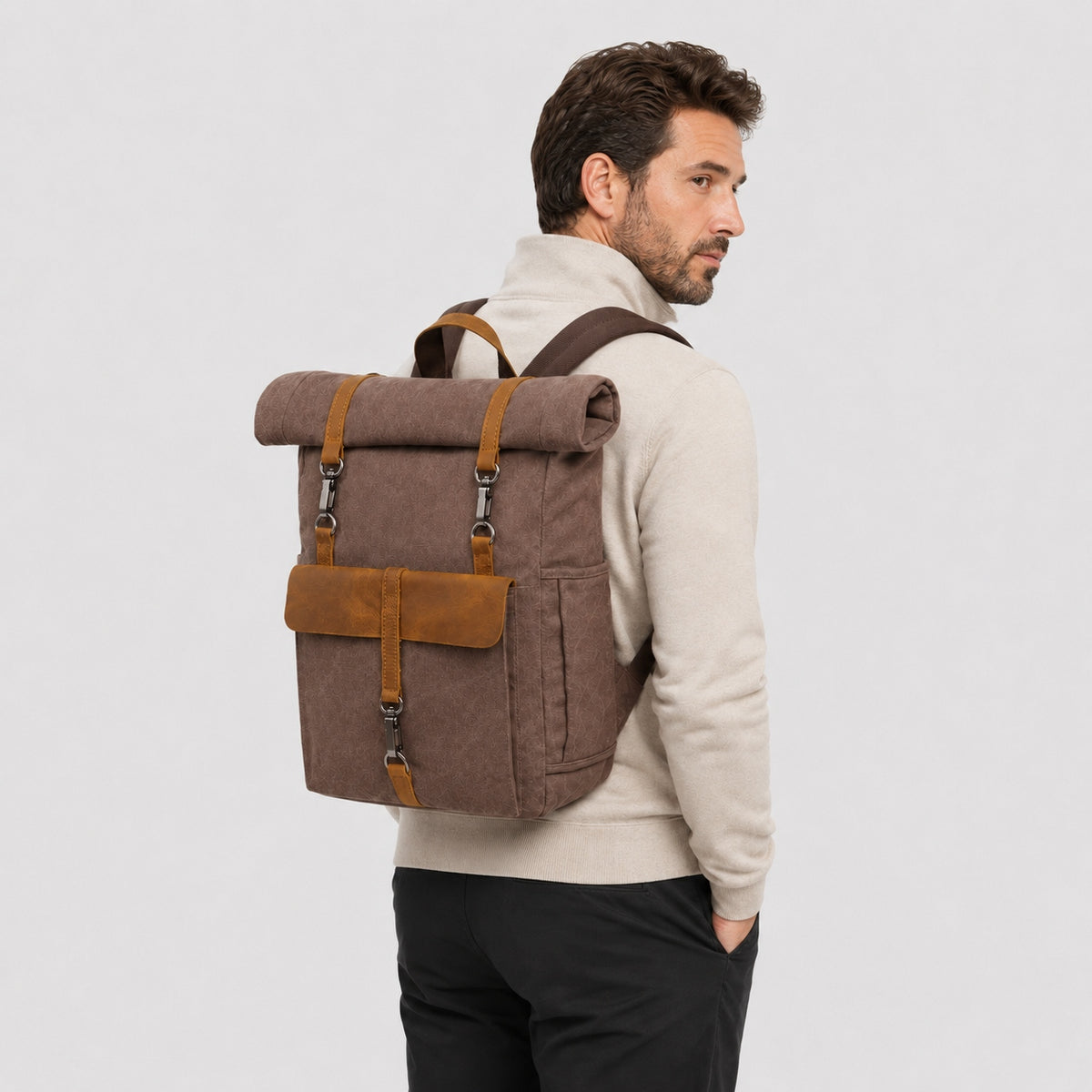 Sac à Dos Vintage en Toile et Cuir