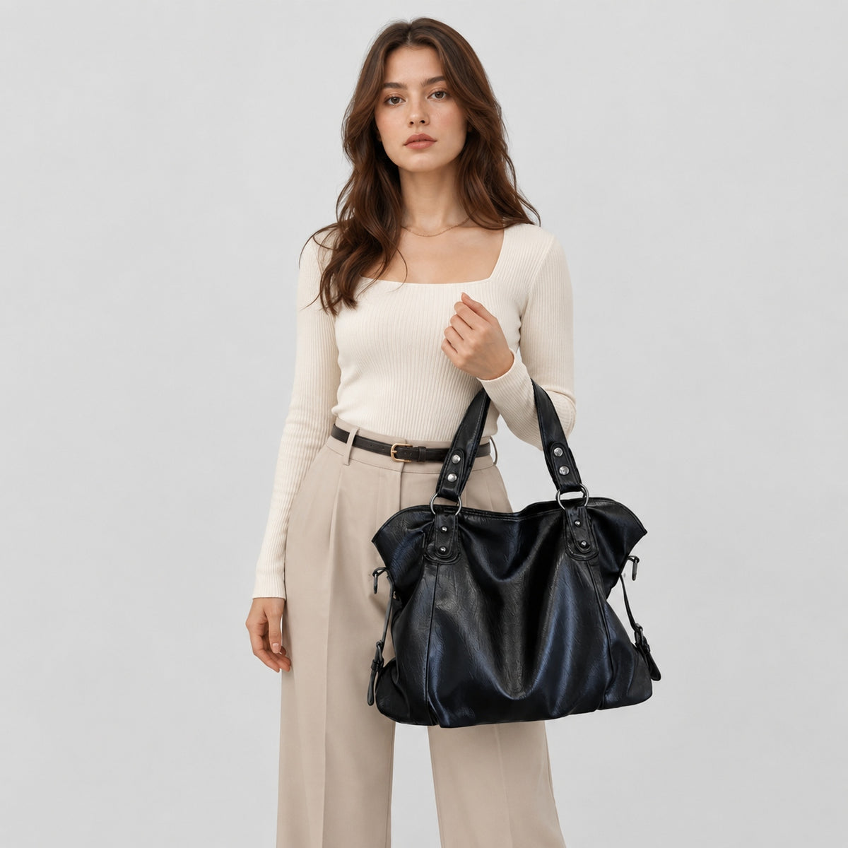 Grand Sac à Main de Cours en Cuir souple